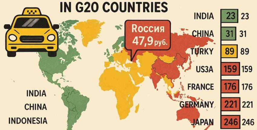 Цены на такси в России и мире 2026: место Крыма в рейтинге G20