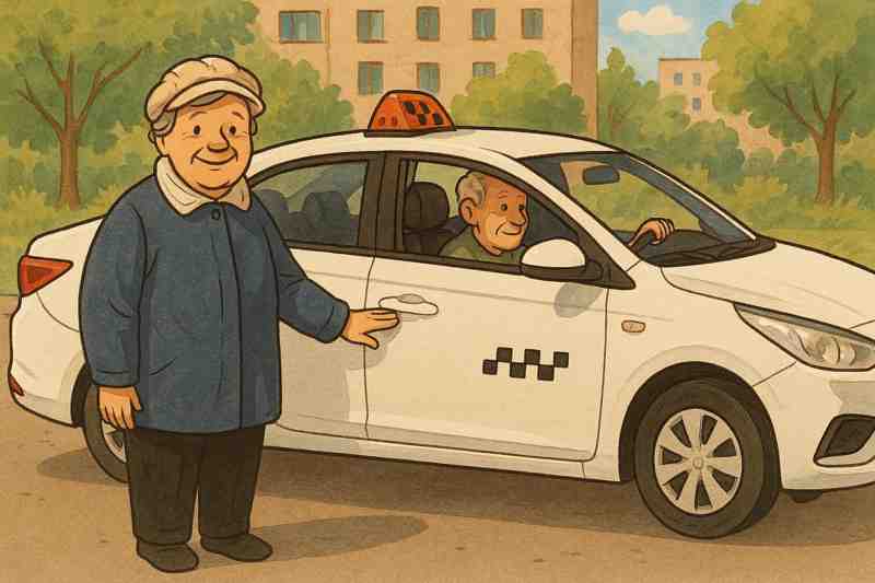 пенсионерка выходит из такси у поликлиники симферополь трансфер крым